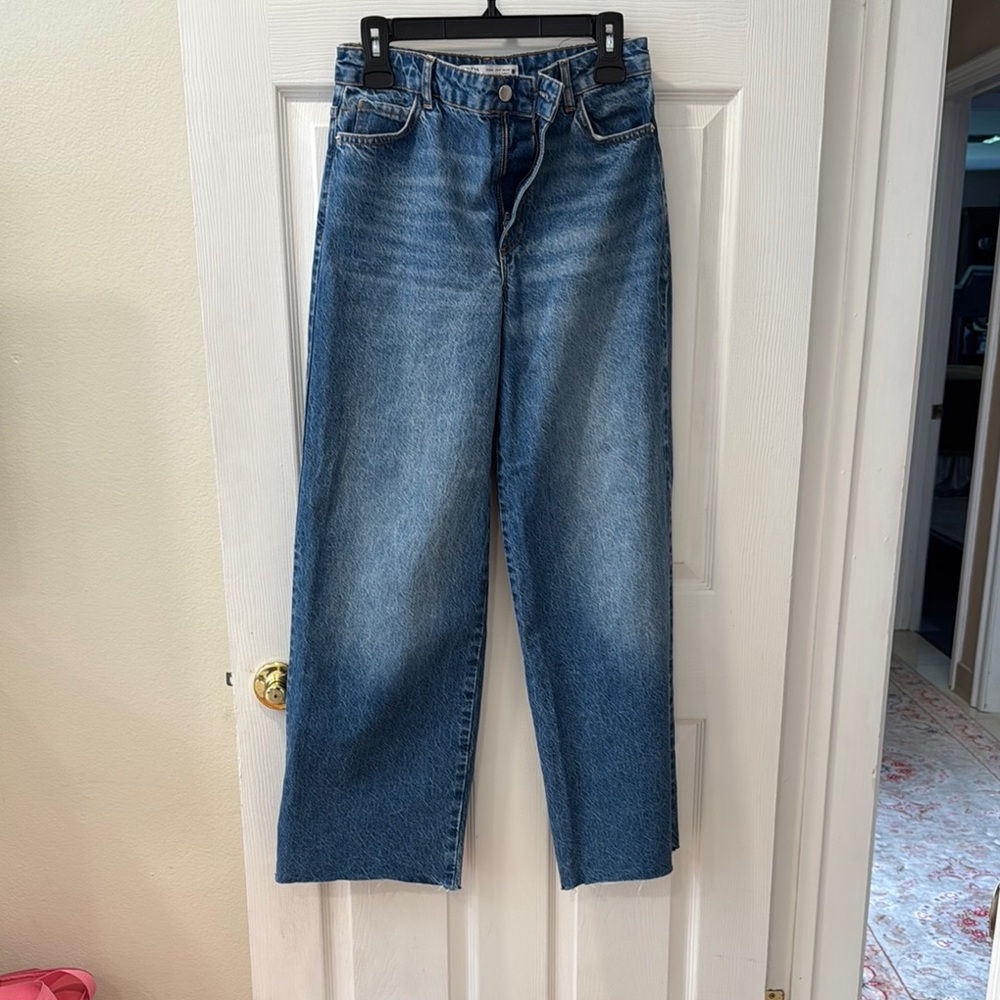 Zara Blue mid rise wide leg jeans 2